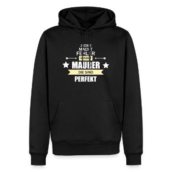 Maurer - Männer Premium Bio Hoodie - Schwarz - Vorne - Nico (187cm)