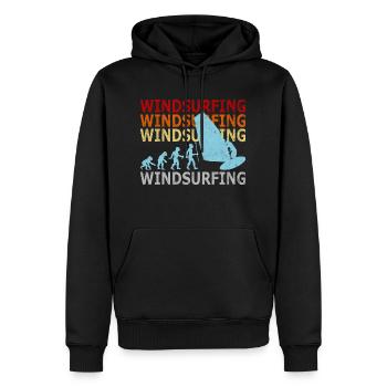 Planche à voile rétro évolution Vintage Windsurfer - Sweat à capuche Premium bio Homme - noir - Devant - Nico (187cm)