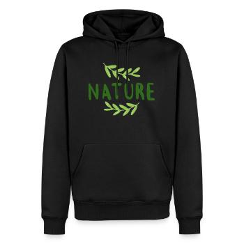 Nature Nature Branches Leaves Plant Green Font - Sweat à capuche Premium bio Homme - noir - Devant - Nico (187cm)