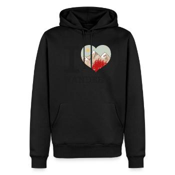 I Love Wandern - Männer Premium Bio Hoodie - Schwarz - Vorne - Nico (187cm)