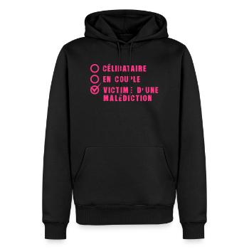 celibataire couple malediction amour - Sweat à capuche Premium bio Homme - noir - Devant - Nico (187cm)