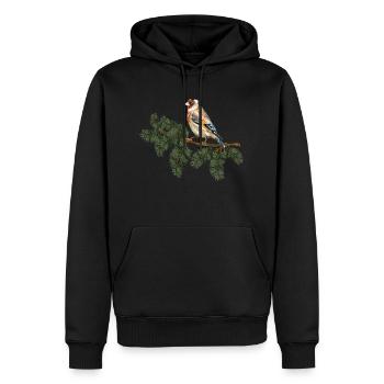 Oiseau Chardonneret - Sweat à capuche Premium bio Homme - noir - Devant - Nico (187cm)