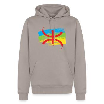 Amazigh Flag (Künstlerische Variante) - Männer Premium Bio Hoodie - Taupe - Vorne - Nico (187cm)