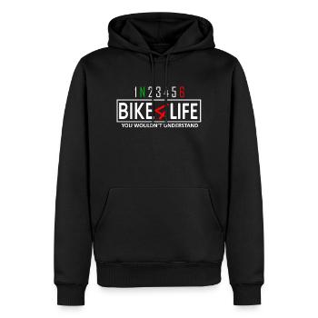 Bike for life - motard pour la vie - hipster - Sweat à capuche Premium bio Homme - noir - Devant - Nico (187cm)