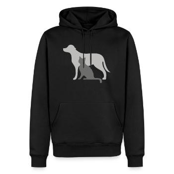 Dog and cat - Men’s Premium Organic Hoodie - black - Front - Nico (187cm)