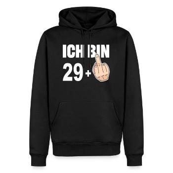 Ich bin 29 + Mittelfinger, keine 30 Jahre alt - Männer Premium Bio Hoodie - Schwarz - Vorne - Nico (187cm)
