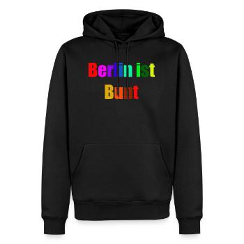 Berlin ist bunt - Männer Premium Bio Hoodie - Schwarz - Vorne - Nico (187cm)