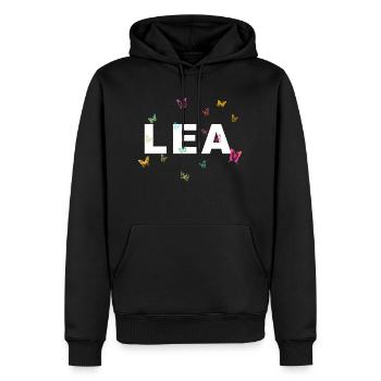 Lea - Beautiful name with butterflies, girls - Men’s Premium Organic Hoodie - black - Front - Nico (187cm)