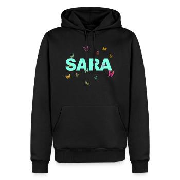 Sara - Beautiful name with butterflies, girls - Men’s Premium Organic Hoodie - black - Front - Nico (187cm)