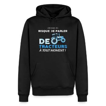 Mon tracteur je l'aime humour tracteur - Sweat à capuche Premium bio Homme - noir - Devant - Nico (187cm)