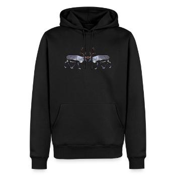 Renne des fjords à la rencontre – Motifs artistiques de la nature - Sweat à capuche Premium bio Homme - noir - Devant - Nico (187cm)