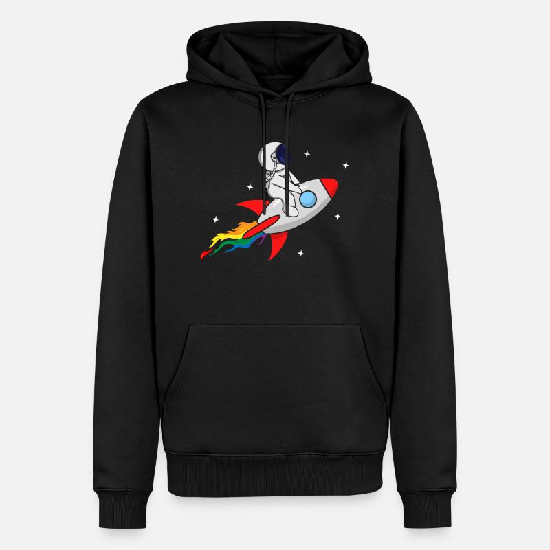 Astronaute spatial Space Pride Rainbow - Sweat à capuche Premium bio Homme - noir