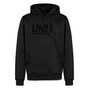 Je cours des ultra Marathons - Sweat à capuche Premium bio Homme - noir - Devant - Nico (187cm)