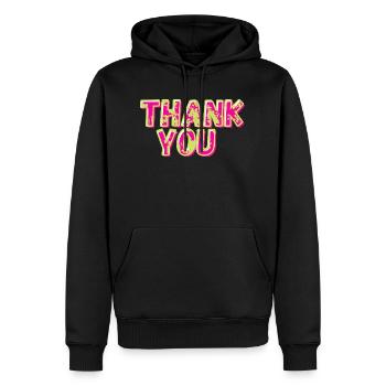 Merci Merci Merci Rose Vert Merci - Sweat à capuche Premium bio Homme - noir - Devant - Nico (187cm)
