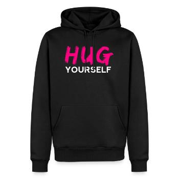 HUG Yourself - Männer Premium Bio Hoodie - Schwarz - Vorne - Nico (187cm)