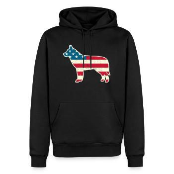 4th of July Siberian Husky American Flag Dog USA - Men’s Premium Organic Hoodie - black - Front - Nico (187cm)