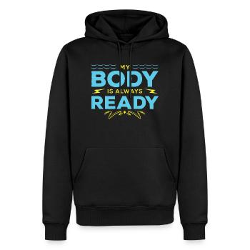 Beach Body Is Always Ready - Men’s Premium Organic Hoodie - black - Front - Nico (187cm)