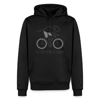 velo vélo vélos velos cycliste tete dans le guidon - Sweat à capuche Premium bio Homme - noir - Devant - Nico (187cm)