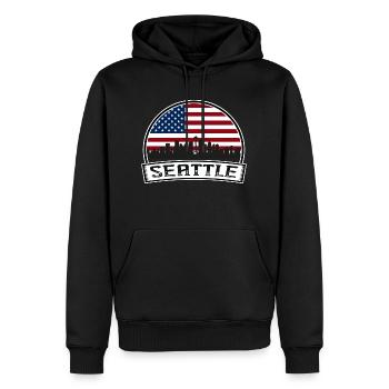 Seattle USA - Männer Premium Bio Hoodie - Schwarz - Vorne - Nico (187cm)