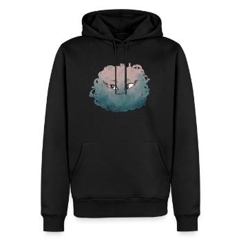 Petit Monstre pelote n°7 - Sweat à capuche Premium bio Homme - noir - Devant - Nico (187cm)