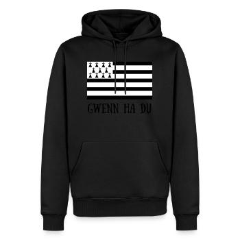 BREIZH DRAPEAU BRETAGNE GWENN HA DU - Sweat à capuche Premium bio Homme - noir - Devant - Nico (187cm)
