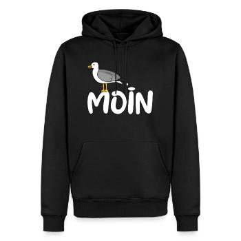 Moin - Möwe - Möwe Moin - Männer Premium Bio Hoodie - Schwarz - Vorne - Nico (187cm)