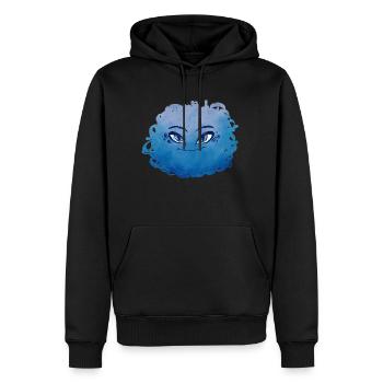 Petit Monstre pelote n°10 – bleu - Sweat à capuche Premium bio Homme - noir - Devant - Nico (187cm)