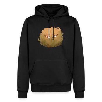 Petit Monstre pelote n°7 – jaune - Sweat à capuche Premium bio Homme - noir - Devant - Nico (187cm)