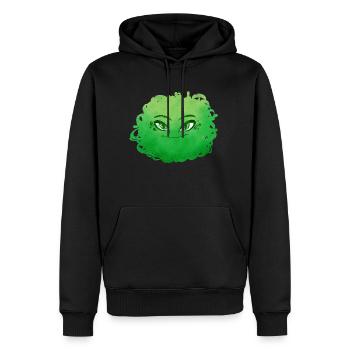 Petit Monstre pelote n°10 – vert - Sweat à capuche Premium bio Homme - noir - Devant - Nico (187cm)