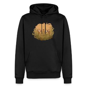 Petit Monstre pelote n°9 – jaune - Sweat à capuche Premium bio Homme - noir - Devant - Nico (187cm)