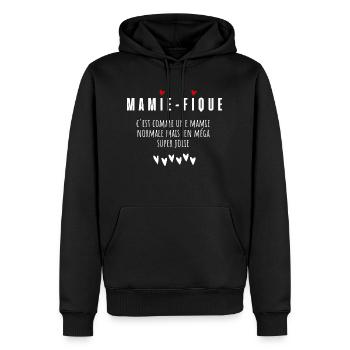 Mamie-fique mamie magnifique - Sweat à capuche Premium bio Homme - noir - Devant - Nico (187cm)