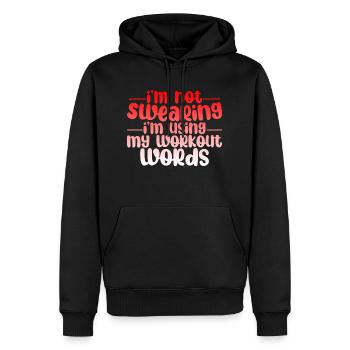 Je ne jure pas que j’utilise mes mots d’entraînement 3 - Sweat à capuche Premium bio Homme - noir - Devant - Nico (187cm)