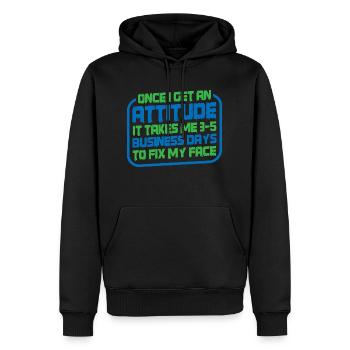 Une fois que j’ai une attitude, cela me prend 3-5 jours 3 - Sweat à capuche Premium bio Homme - noir - Devant - Nico (187cm)