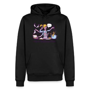 Maman qui travaille dur - Jack of all trades Mama - Sweat à capuche Premium bio Homme - noir - Devant - Nico (187cm)