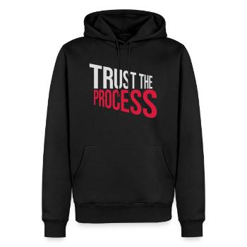 trust the process Quote - Men’s Premium Organic Hoodie - black - Front - Nico (187cm)