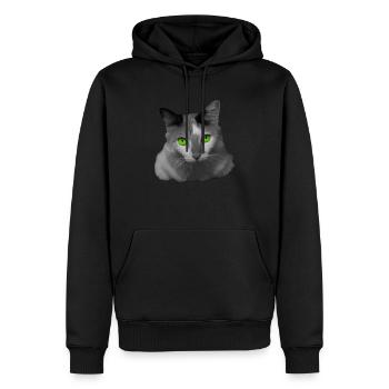 Die grünäugige Katze - Männer Premium Bio Hoodie - Schwarz - Vorne - Nico (187cm)