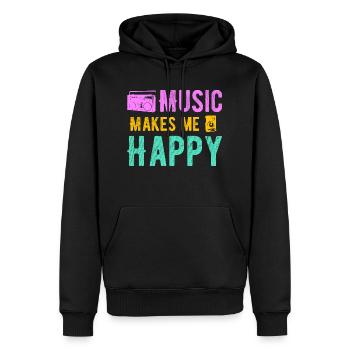La musique me rend heureux - Sweat à capuche Premium bio Homme - noir - Devant - Nico (187cm)