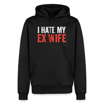I hate My ex wife - Men’s Premium Organic Hoodie - black - Front - Nico (187cm)