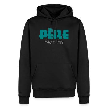 père fection - Sweat à capuche Premium bio Homme - noir - Devant - Nico (187cm)