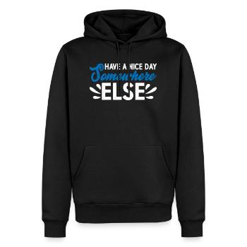 Have A Nice Day Somewhere Else 14 - Men’s Premium Organic Hoodie - black - Front - Nico (187cm)