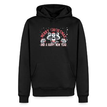 Joyeux Noël et bonne année ratons laveurs - Sweat à capuche Premium bio Homme - noir - Devant - Nico (187cm)