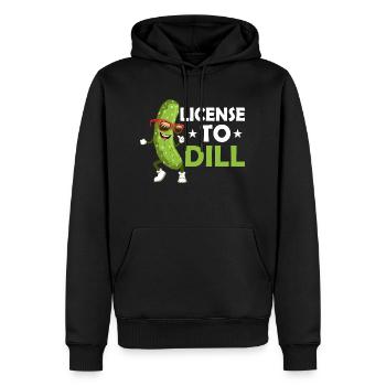 License To Dill Cucumber Pickle - Männer Premium Bio Hoodie - Schwarz - Vorne - Nico (187cm)