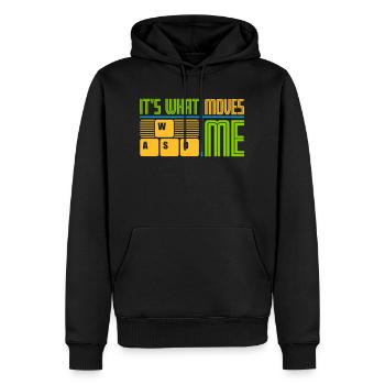 c’est ce qui m’émeut - Sweat à capuche Premium bio Homme - noir - Devant - Nico (187cm)