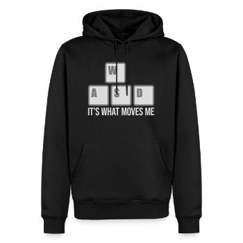 c’est ce qui m’émeut - Sweat à capuche Premium bio Homme - noir - Devant - Nico (187cm)