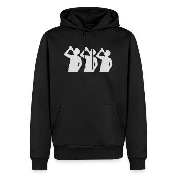 Silhouette 3 Freunde Bier - Männer Premium Bio Hoodie - Schwarz - Vorne - Nico (187cm)