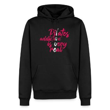 PiLates AddictiOn est très REal 3 - Sweat à capuche Premium bio Homme - noir - Devant - Nico (187cm)