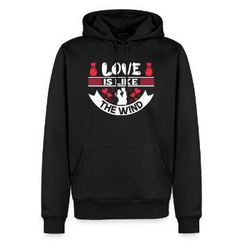 LIEBE IST WIE DER WIND - Männer Premium Bio Hoodie - Schwarz - Vorne - Nico (187cm)