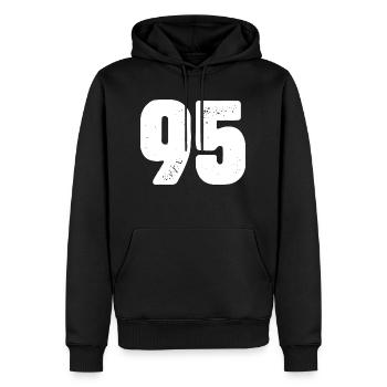 95 Zahl Trikot - Männer Premium Bio Hoodie - Schwarz - Vorne - Nico (187cm)
