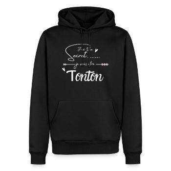 Je vais être tonton - Sweat à capuche Premium bio Homme - noir - Devant - Nico (187cm)