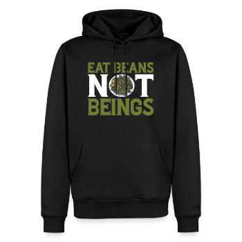 Mangez des haricots, pas des êtres 9 - Sweat à capuche Premium bio Homme - noir - Devant - Nico (187cm)